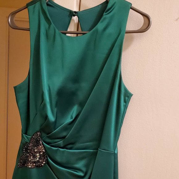 Emerald Green Satin Dress - Picture 1 of 3